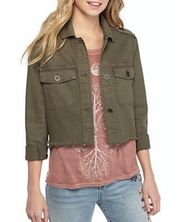 Wonderly Curvy Embroidered Back Twill Army Jacket Green 12W