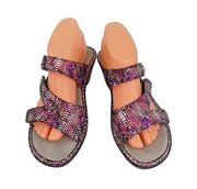 Alegria Double Strap Comfort Sandal Slide Womens 39 Croc Embossed Leather Shoes