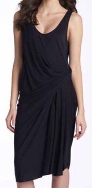 Diane Von Furstenberg Black Matte Jersey Drape Dress