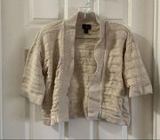 Worthington Tan Cropped Open Front Cardigan Small