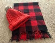 Old Navy Women’s Plaid Scarf and Red Hat Set