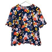 Victoria Beckham x Target Floral Scallop Top Womens Size M Retro‎ Multicolor