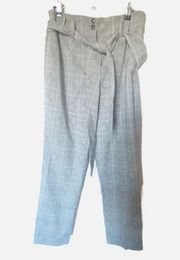 Lovers & Friends Plaid Tan Trousers Tie Waist High Rise Buckle Size Medium