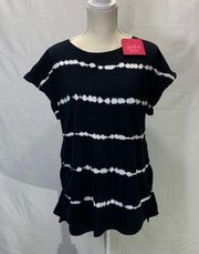 NWT Black White Tie Dye Side Ruched Tee Size S