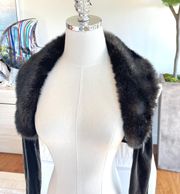 CACHET Y2K Mob Wife Dark Green Shrug with Brown Faux Fur Size 10