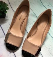 Brooke nude shoes. In nude and black with square heel