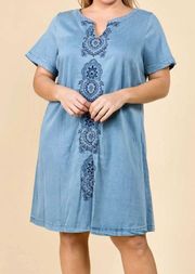 embroidered tencil dress  Size 8