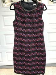 Trina Turk embroidered tweed sheath dress size 6