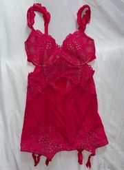 Victoria's Secret Hot Pink Red Longline Vintage Corset