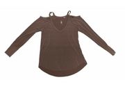 Pacsun Me To We Cold Shoulder Long Sleeve Hi Lo Top Size M Medium Brown