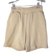 Cream Scrunched Waist Comfy Soft Loungewear Shorts