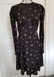 All Saints Rosi Bamboo Black Mini Dress Size 2