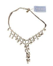 Nine West silver toned and white crystal statement necklace NWT