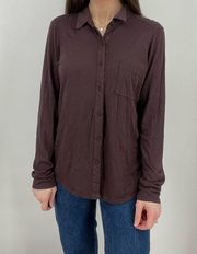 Michael Stars Dark Chocolate Brown Button Down Top Size M