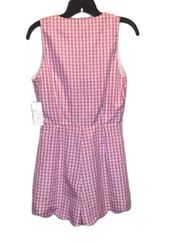 Pink White Gingham Print Romper 