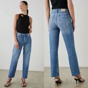 🆕 NWT Rails The Topanga High Rise Straight Denim Jeans  Cut Off Raw Hem Fray 32