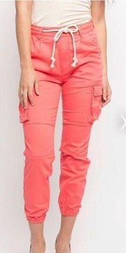 American Bazi BASIC CROPPED COLORED CARGO JOGGER. NWT. Size 1X Coral.