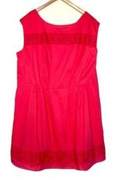 Isaac Mizrahi coral 100% cotton crochet lace fit and flare sleeveless dress 3X