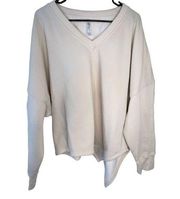 Fabletics Beige Super Soft Asymmetrical V-Neck Sweater