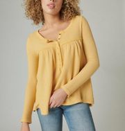 Yellow Button Front Oversized Henley Top