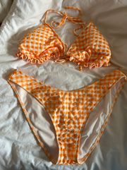 Orange Gingham Bikini Set