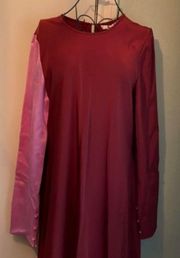 Tibi two tone Midi dress Pink Burgundy size 10