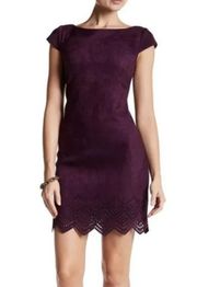 Vince Camuto Faux Suede Cap Sleeve Laser Cut Dress - SIZE 4