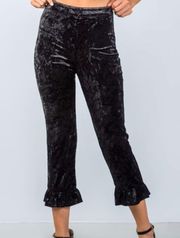 Velvet Flared Capris Cropped Pants