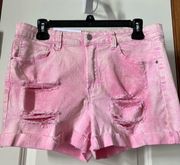 NWT Distressed Pink Denim Shorts