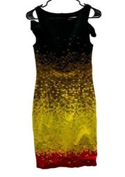 Karen Millen Black Ombre Colorful Block Print Sleeveless Mini Dress Size 4