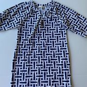 Britt Ryan Printed Shift Dress Blue White Size 12