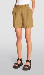 AllSaints Linen-Blend Deri Lyn Shorts Women's 12 Tan Pleated Wide Leg NWT