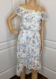 Off The Shoulder High Low Floral Lace Dress Size Large