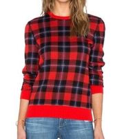 Equipment Shane Long-Sleeve Plaid Sweater in Cherry Red