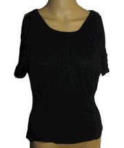 FASHION Magazine Black Cold Shoulder Top Size M