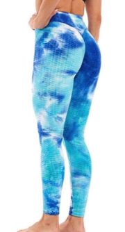 Blue Tie-Dye TikTok Butt Lifting Leggings