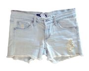 JAMES JEANS SHORTY BONE DISTRESSED LIGHT WASH RAW HEM SHORTS 24