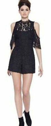 Alice & Olivia June Cold Black Lace Romper New with Tags