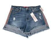 Unionbay Roxie Distressed High Rise Jean Shorts Blue Size 13