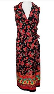NWT Sag Harbor Size 18w DressRed Floral Faux Wrap Sleeveless Maxi Plus‎ 18 CEI-C