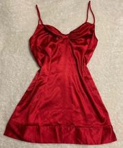 Vintage VS gift bow satin red slip