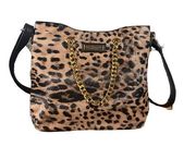 Marc New York Tan & Black Leopard Gold Chain Detail Shoulder Bag Women