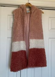 She + Sky Pink Fuzzy Hooded Vest