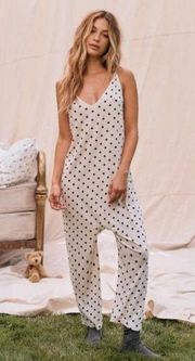 💕THE GREAT💕 The Slip Sleeper Jumpsuit ~ Washed White Big Polka Dot Print S NWT