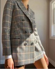 Wilfred Margaux Plaid Long Sleeve Double Breasted Blazer Jacket Tan Black 2