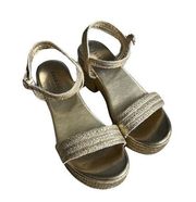 Bamboo Gold Metallic Open toe Platform Wedge Sandals Size 9