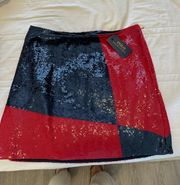 Navy And Red Mini Skirt