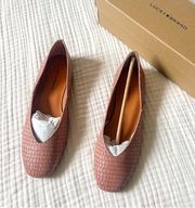 NWT Lucky Brand Leather Alba Croc Embossed Flats