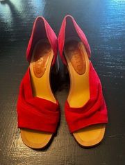 1. STATE Celvin Red Suede Slip on Open Toe Sandals size 6.5