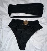 SheIn  High Waist Gold Buckle Detail Bikini Set